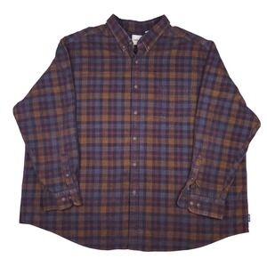 ROWM Plaid Corduroy Button Down Long Sleeve Shirt 4XB